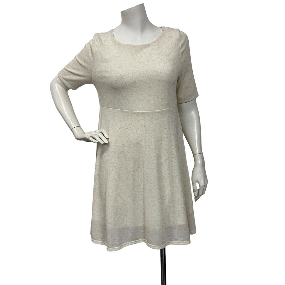 Altar'd State Heathered Cream Short Sleeve Cutout Back Stretch Mini Dress Small